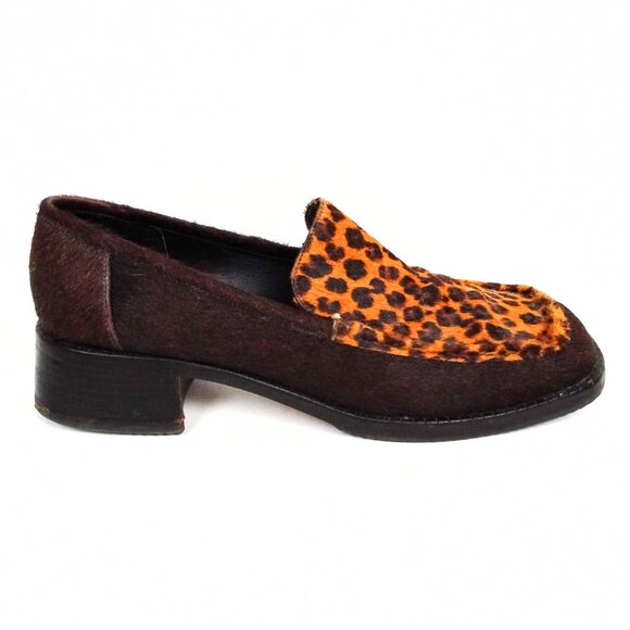Vintage 1990’s Kenneth Cole Pony Hair Leather Loafers Shoes Womens 9 Fur Leopard - Picture 3 of 10